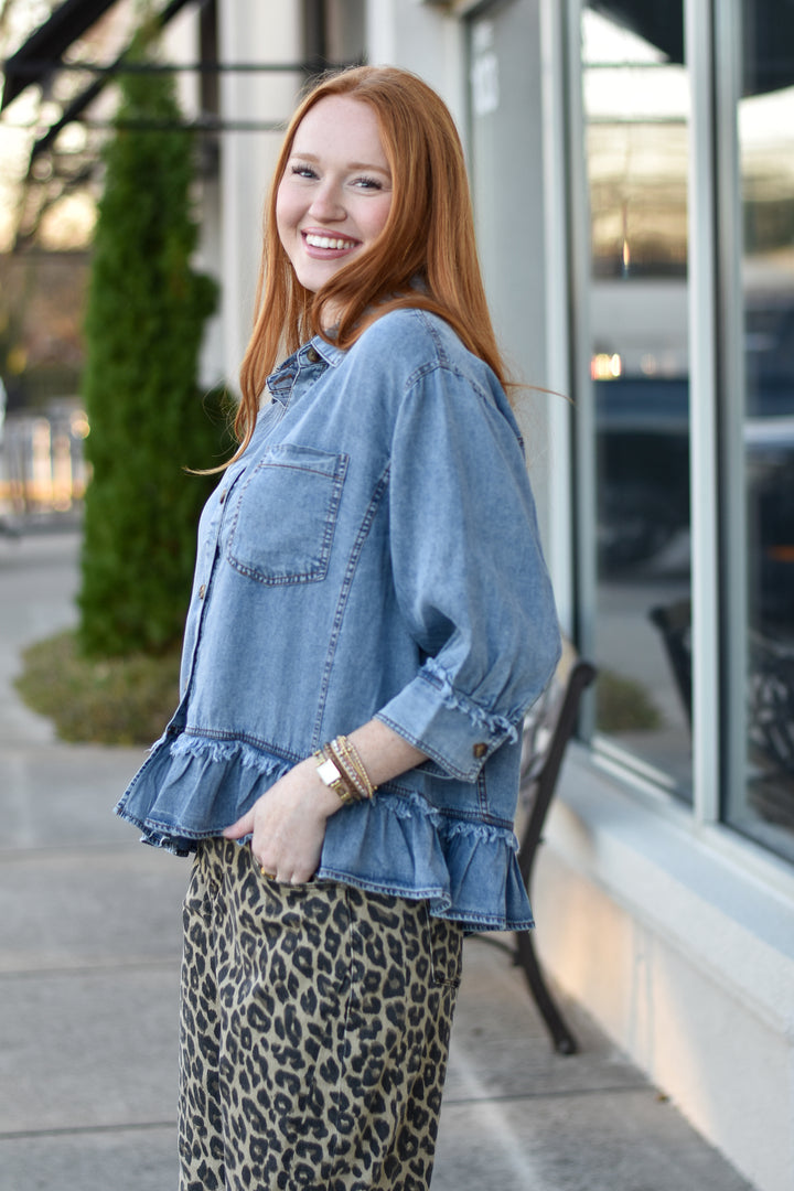 Tencel Vintage Ruffle Top