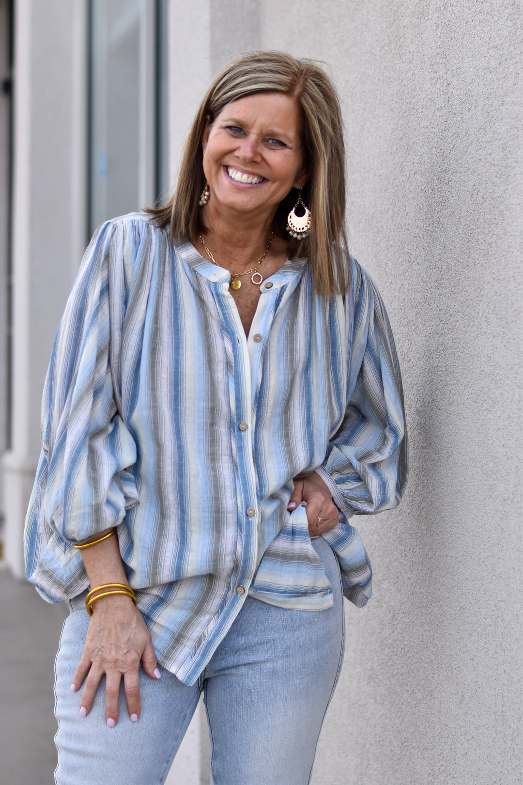 Easel Meadow Lane Stripe Blouse