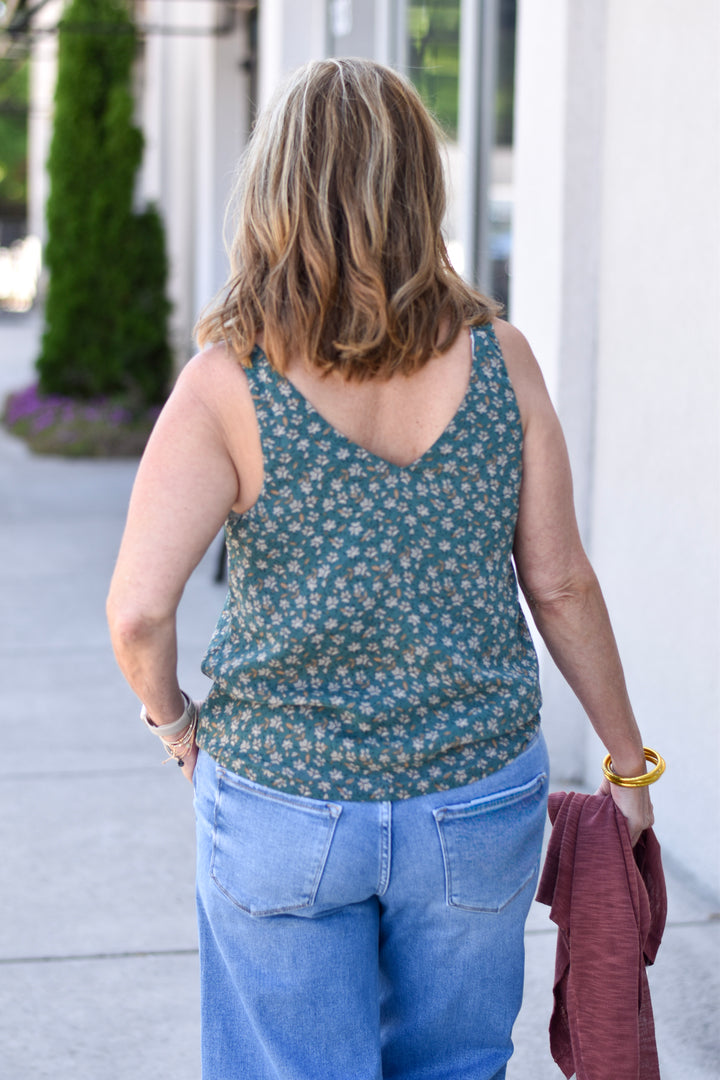 Floral Chiffon Ruffle Tank Top