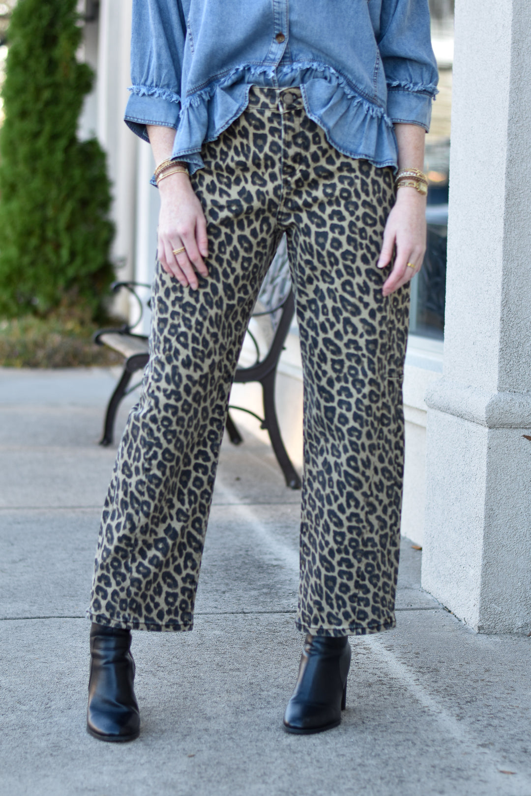 Risen Leopard Slouchy Ankle Barrel Pants