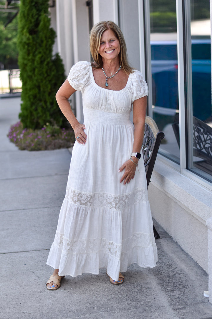 Easel's Whispering Lace Maxi Dress