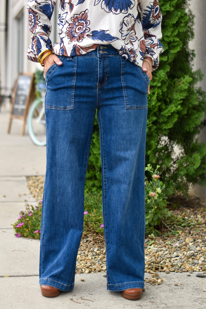 Charlie B Double Take Wide Leg Jeans