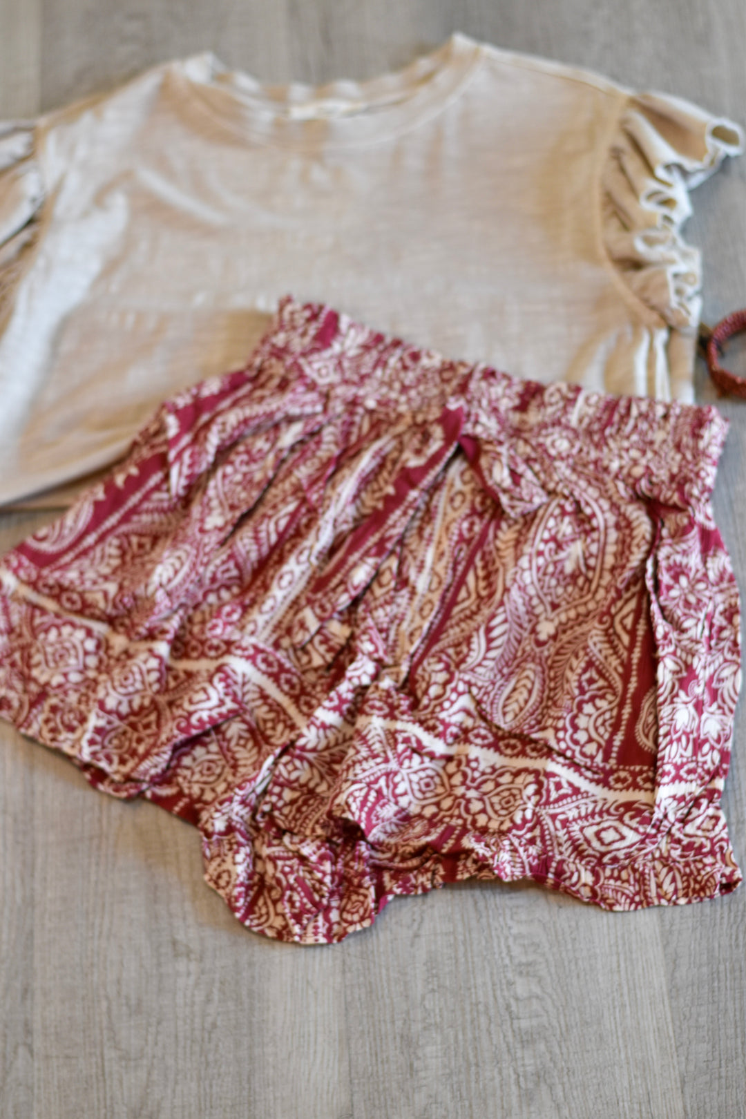 Burgundy Breeze Paisley Shorts