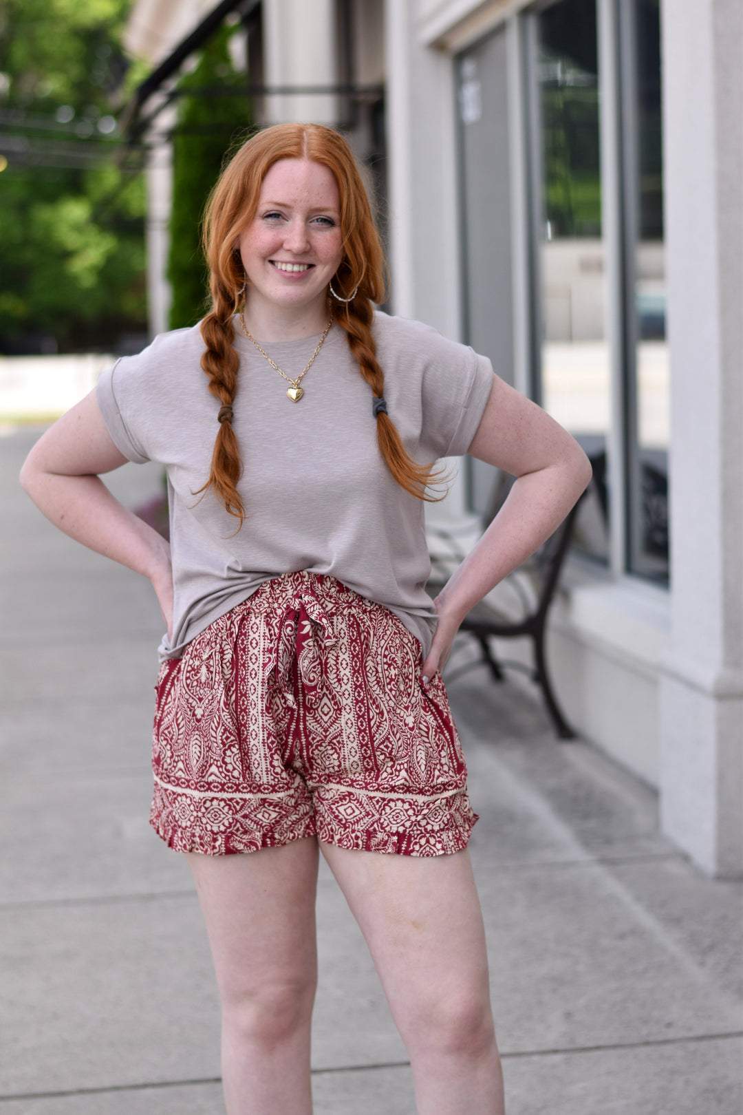 Burgundy Breeze Paisley Shorts
