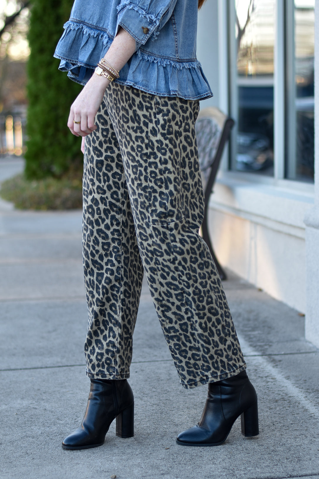 Risen Leopard Slouchy Ankle Barrel Pants