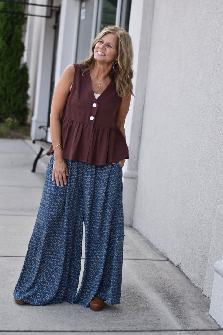 Linen Peplum Sleeveless Top