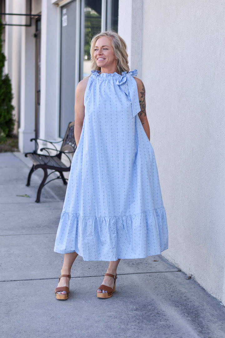 Blue Skies & Polka Dots Midi Dress