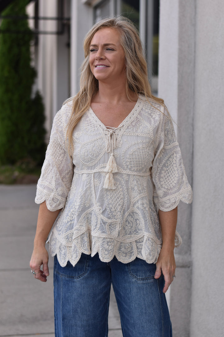 Boho Bloom Embroidered Tunic