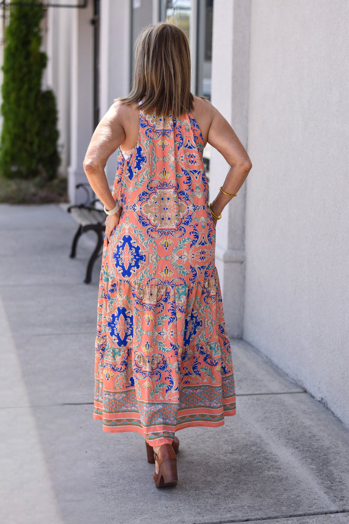 Coral Breeze Boho Dress