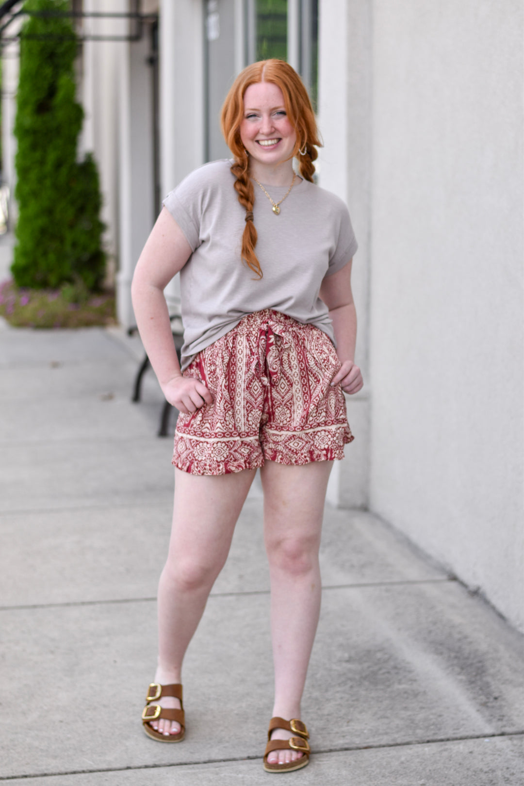 Burgundy Breeze Paisley Shorts