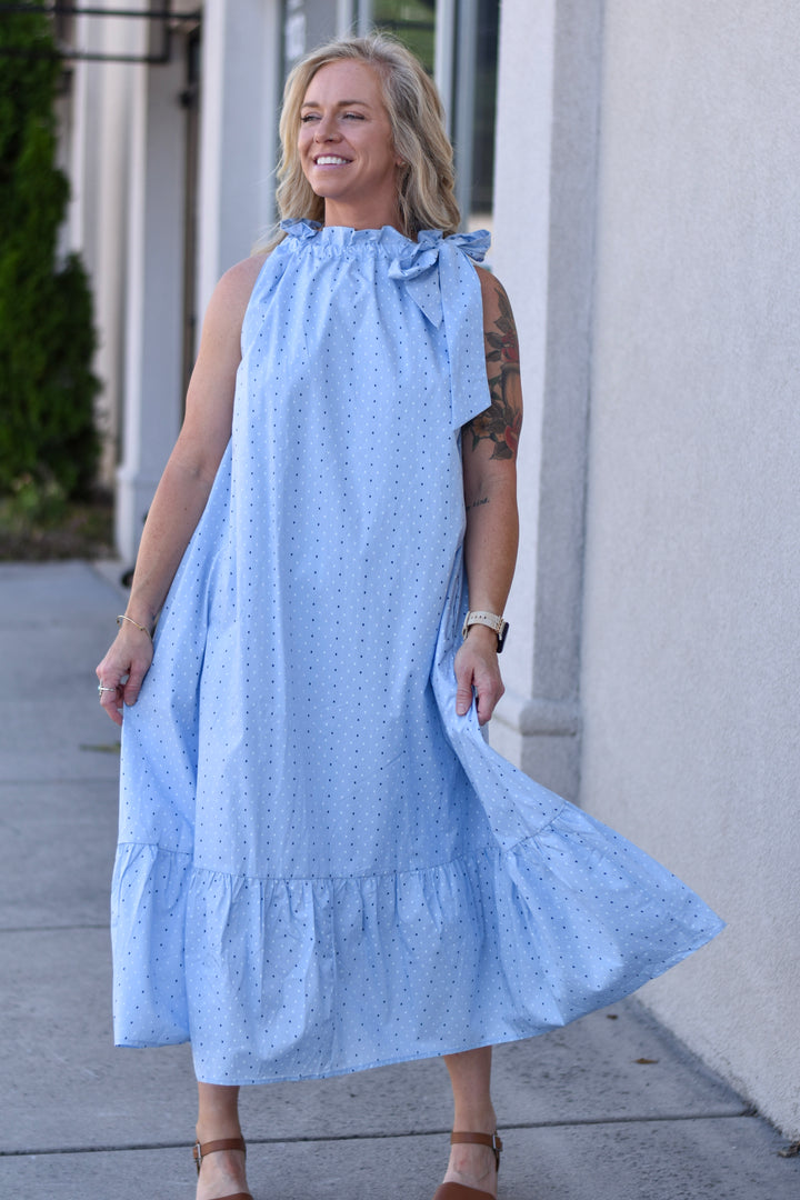Blue Skies & Polka Dots Midi Dress