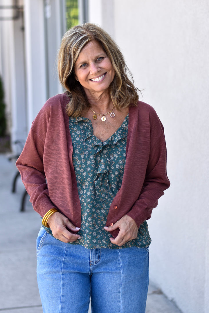 Floral Chiffon Ruffle Tank Top
