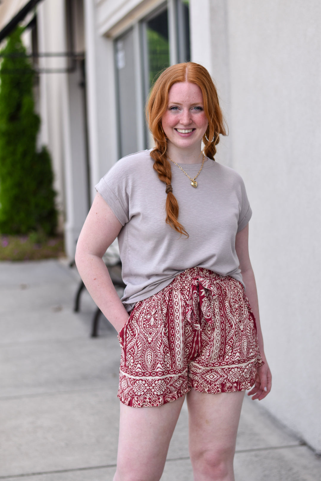 Burgundy Breeze Paisley Shorts