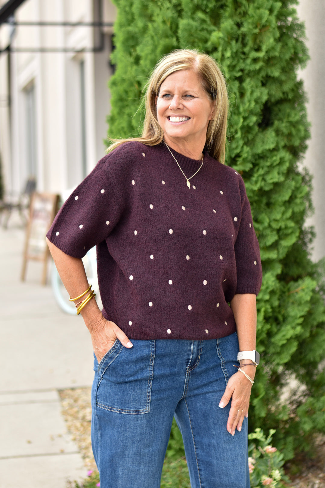 Charlie B Dotted Elegance Sweater