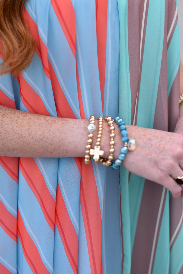 Candy Glow Cross Crystal Stretch Bracelet Set