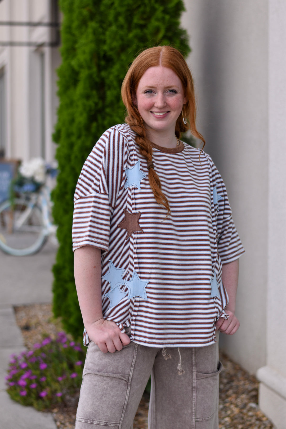 Easel's Star Patch Stripe Top