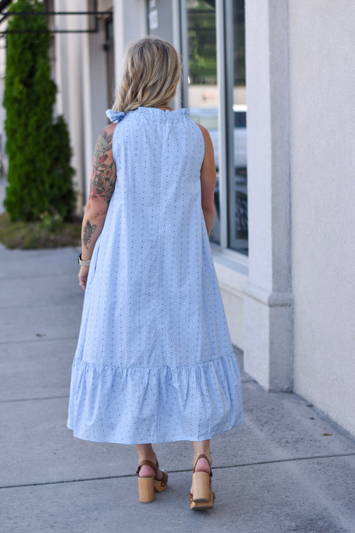 Blue Skies & Polka Dots Midi Dress