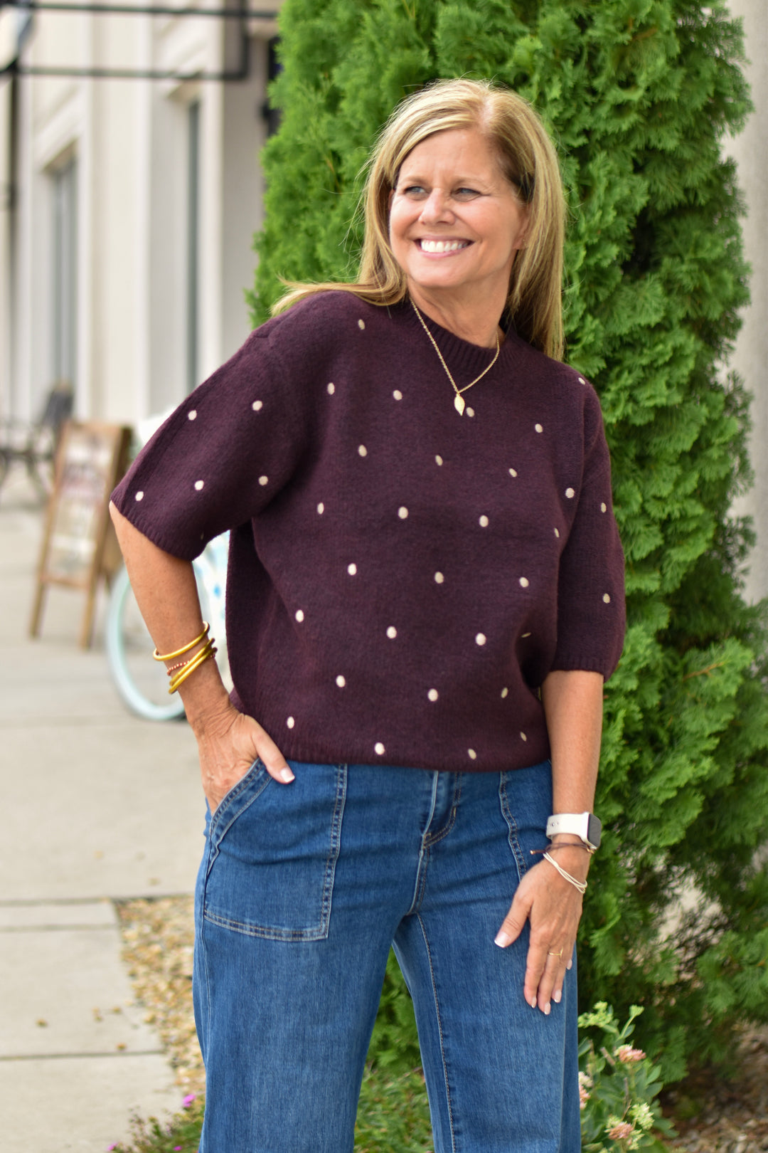 Charlie B Dotted Elegance Sweater