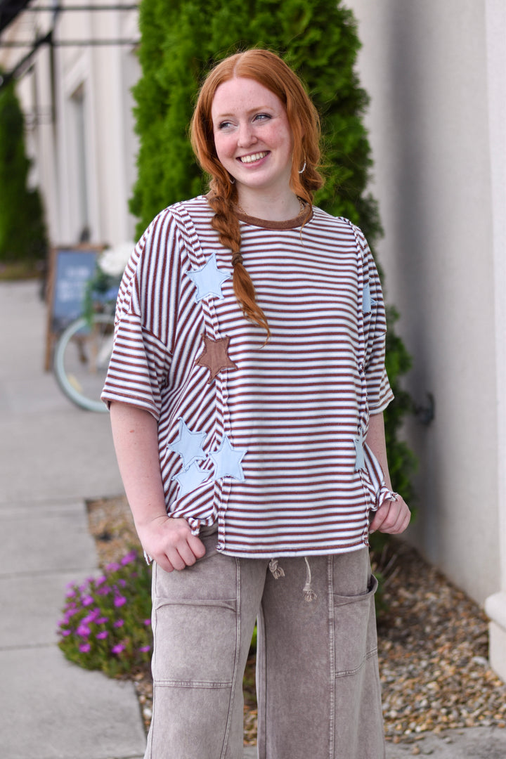 Easel's Star Patch Stripe Top
