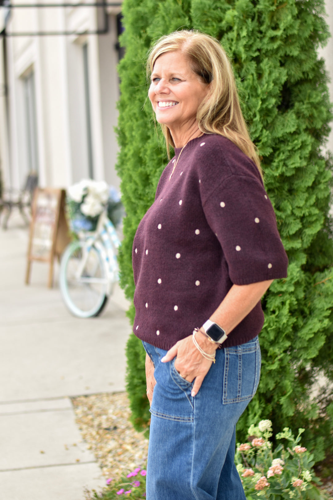 Charlie B Dotted Elegance Sweater