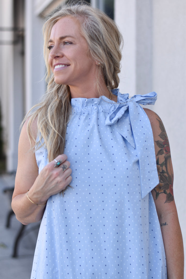 Blue Skies & Polka Dots Midi Dress