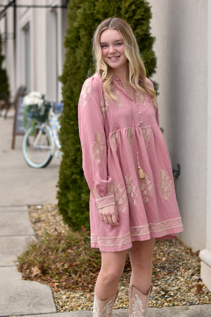Rose Garden Embroidered Boho Dress