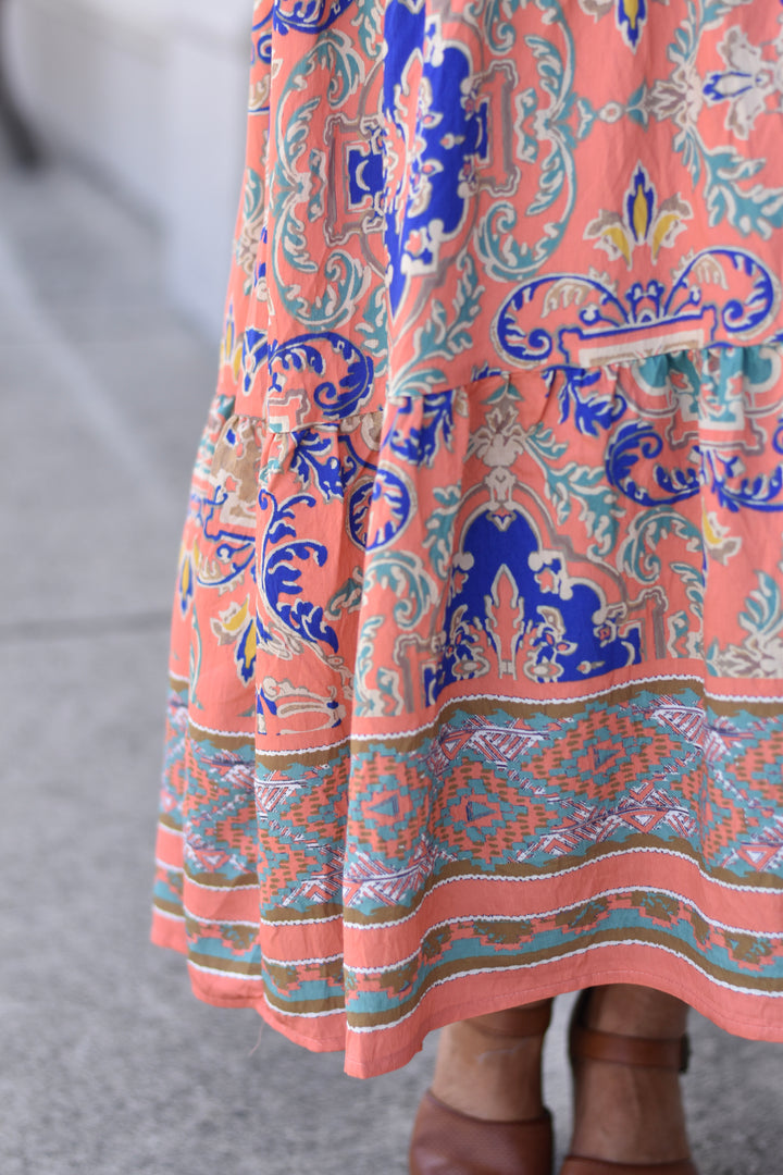 Coral Breeze Boho Dress