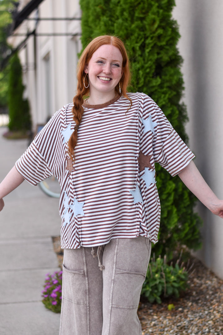 Easel's Star Patch Stripe Top