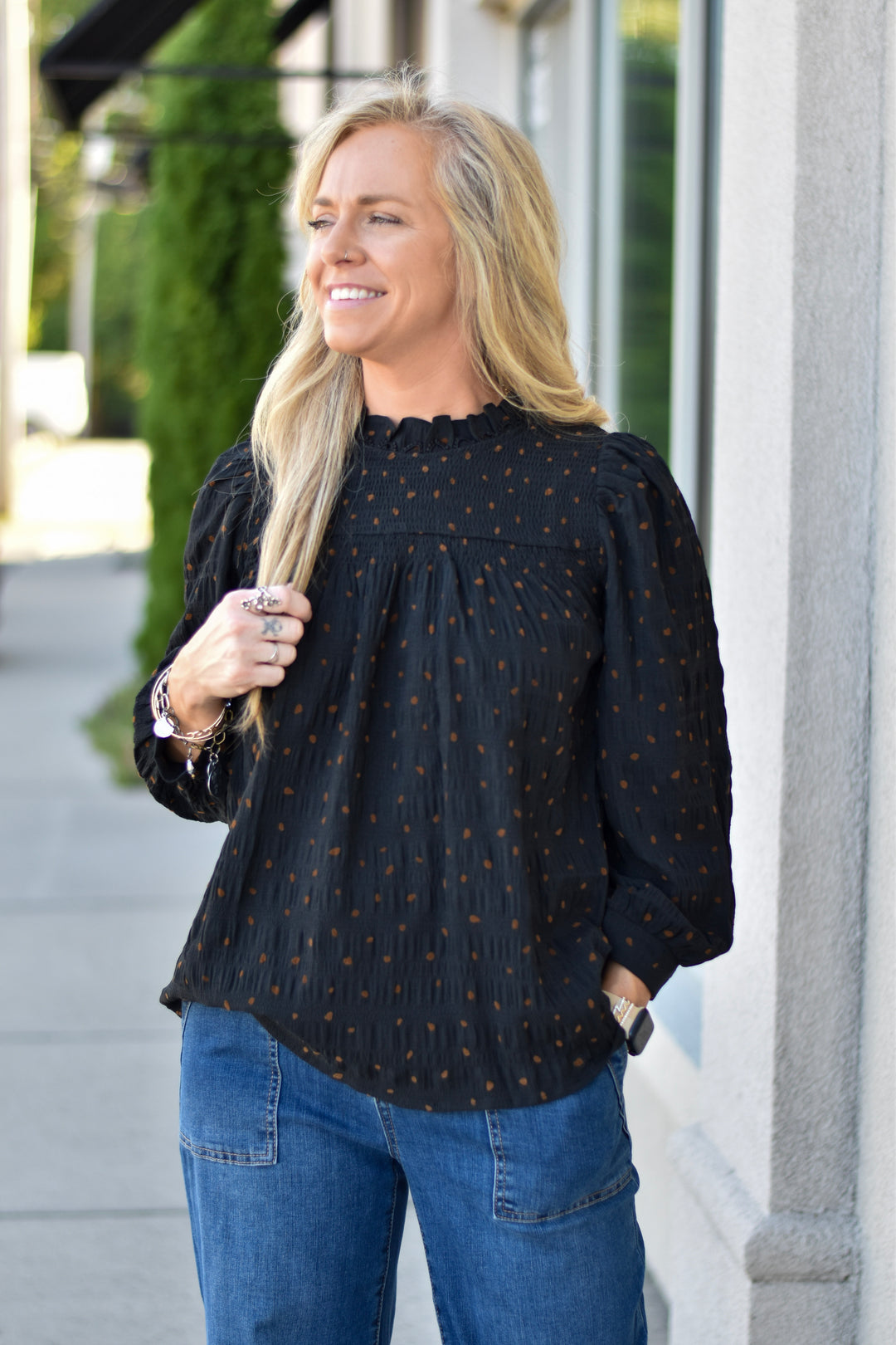 Umgee Polka Dot Blouse