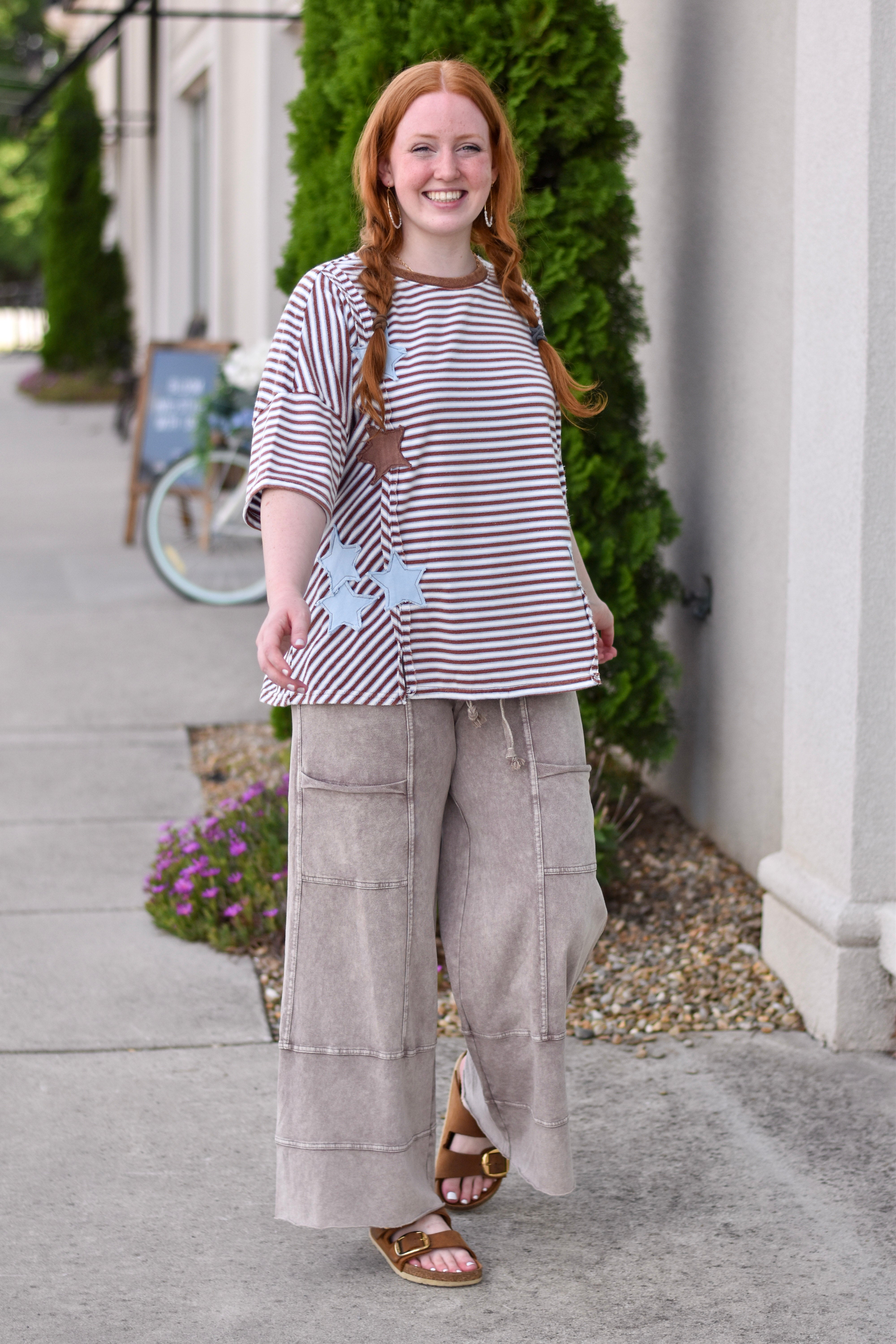 Easel's Star Patch Stripe Top – Blue Hydrangea Boutique
