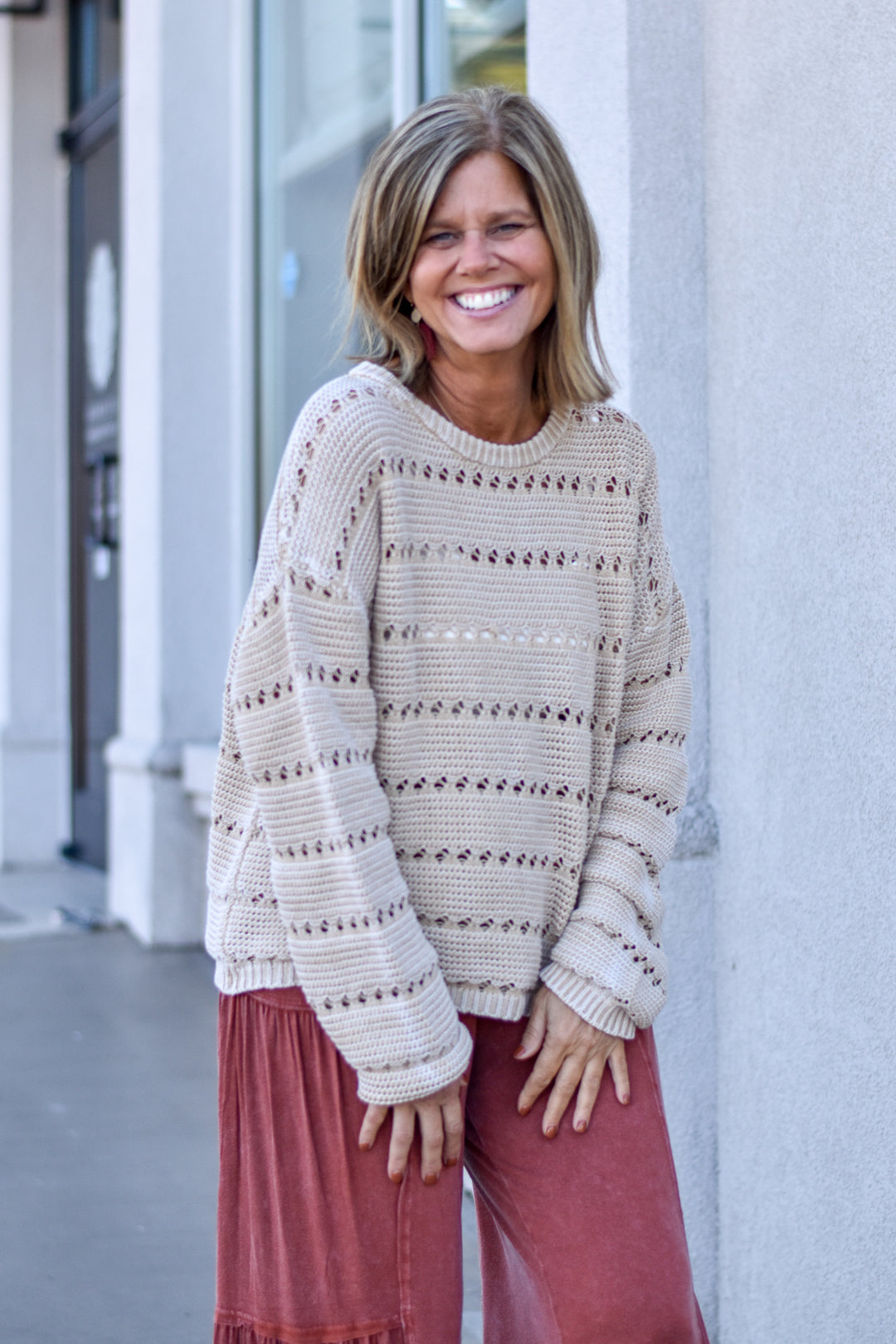 Pointelle Pattern Sweater