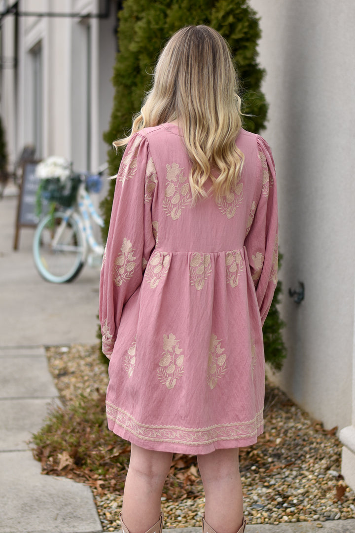 Rose Garden Embroidered Boho Dress