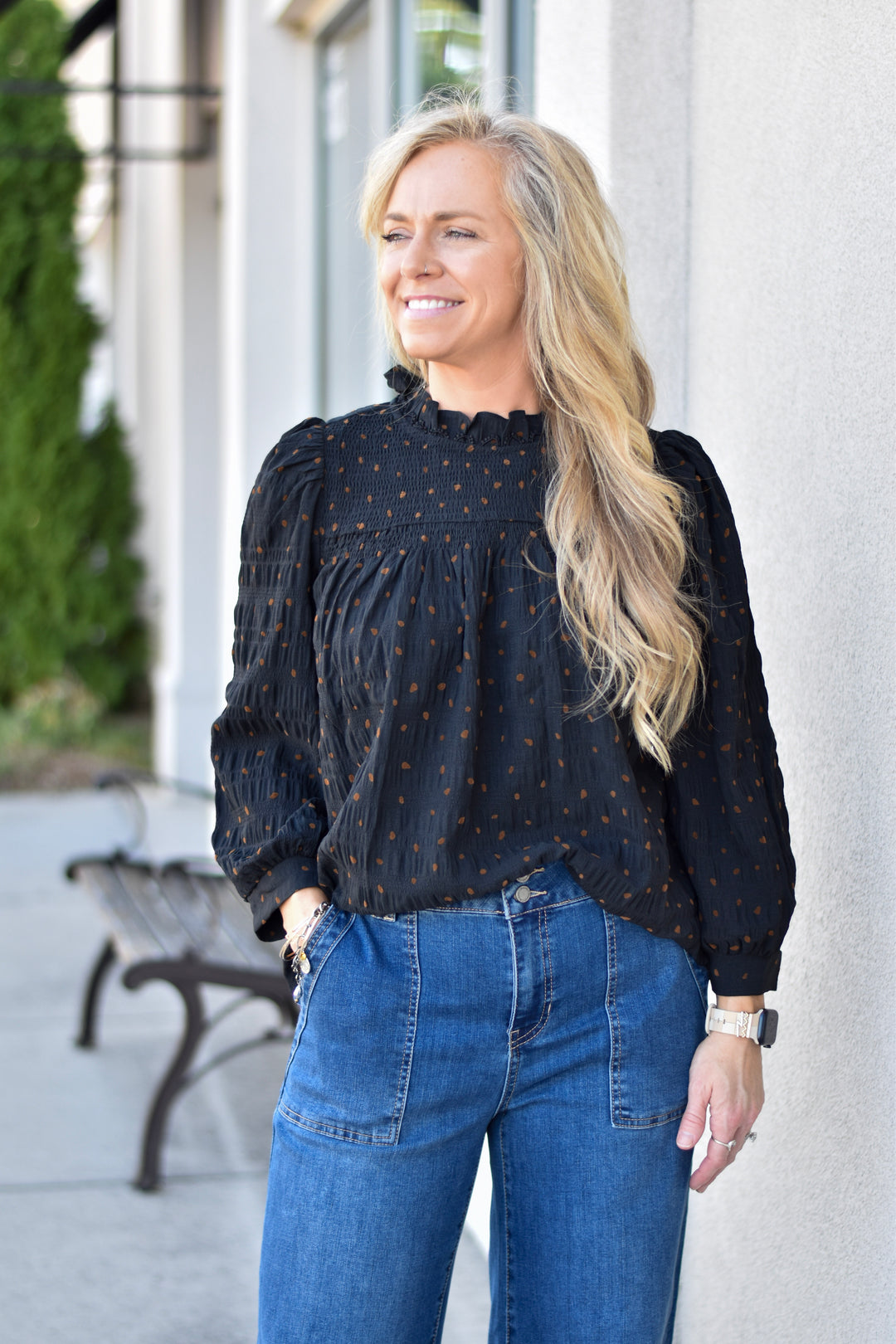 Umgee Polka Dot Blouse