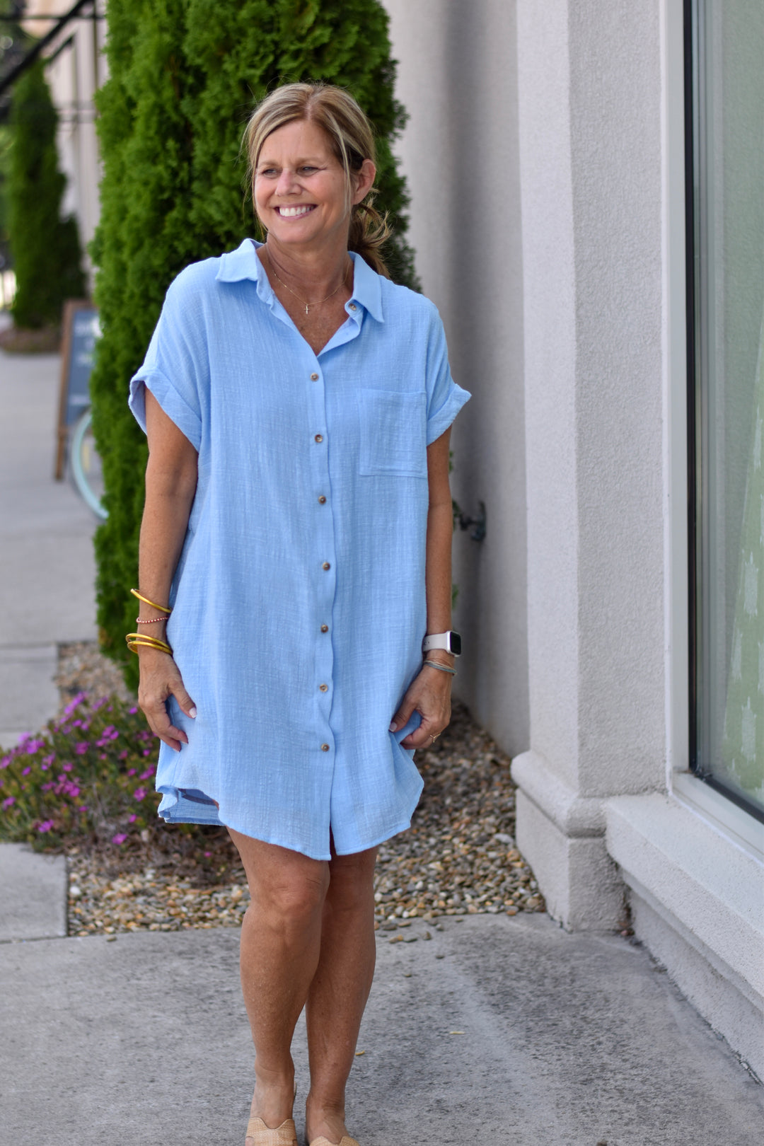 Bluivy Button Up Shirt Dress Small / Chambray