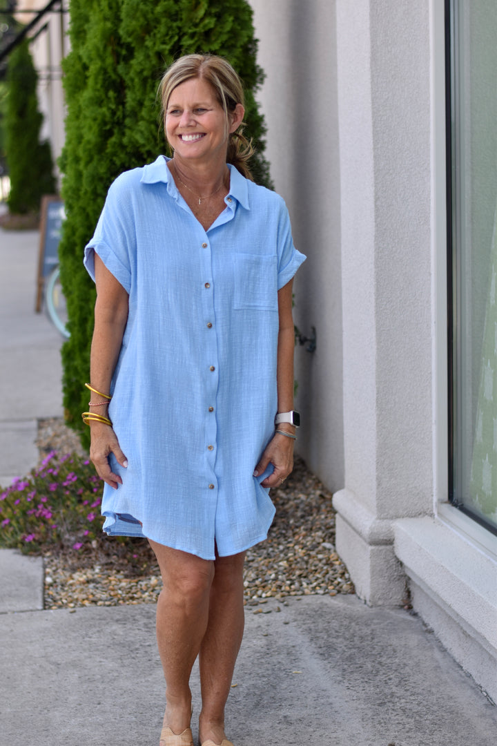 Bluivy Button Up Shirt Dress Small / Chambray