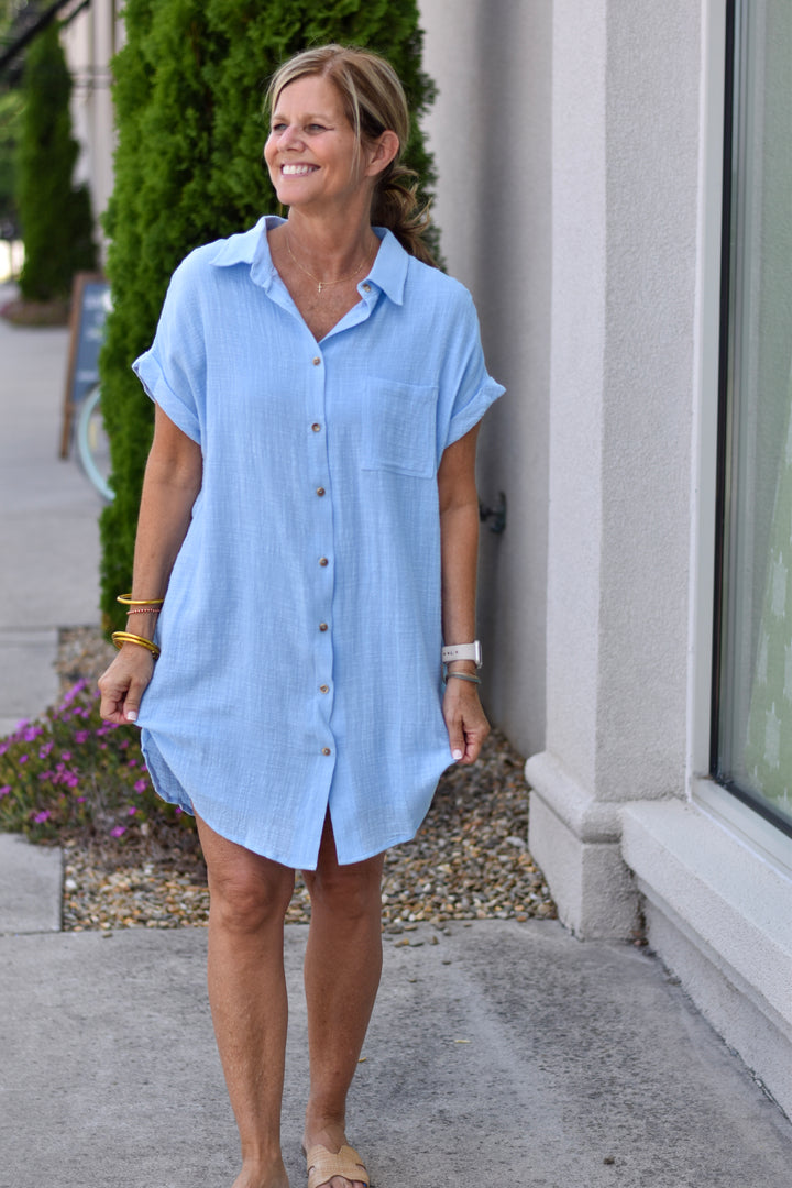 Bluivy Button Up Shirt Dress Small / Chambray