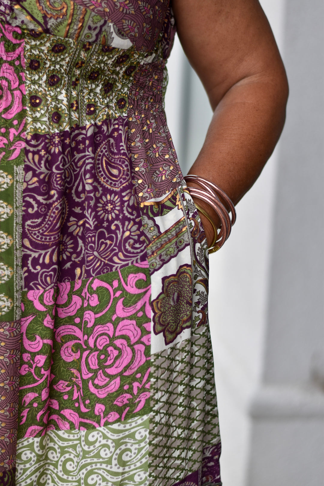 Boho Golden Patchwork Maxi Dress