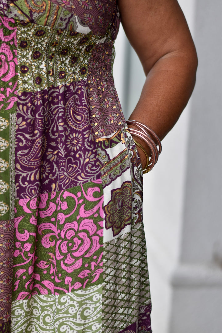 Boho Golden Patchwork Maxi Dress