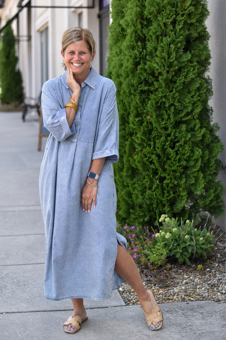 Harbor Stroll Maxi Shirt Dress