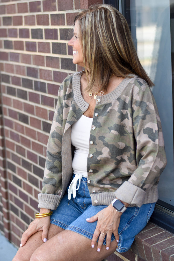 Camo Out Stitches Cardigan