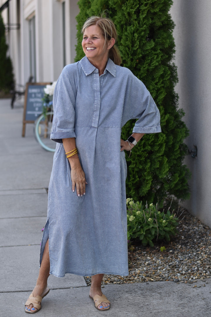 Harbor Stroll Maxi Shirt Dress