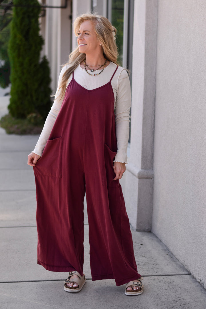 Easel Free Spirt Wide Leg Jumpsuit