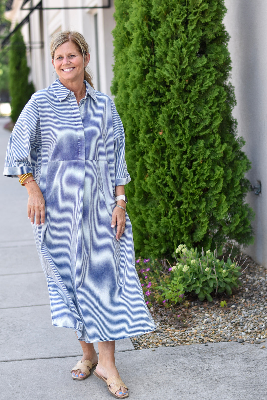 Harbor Stroll Maxi Shirt Dress