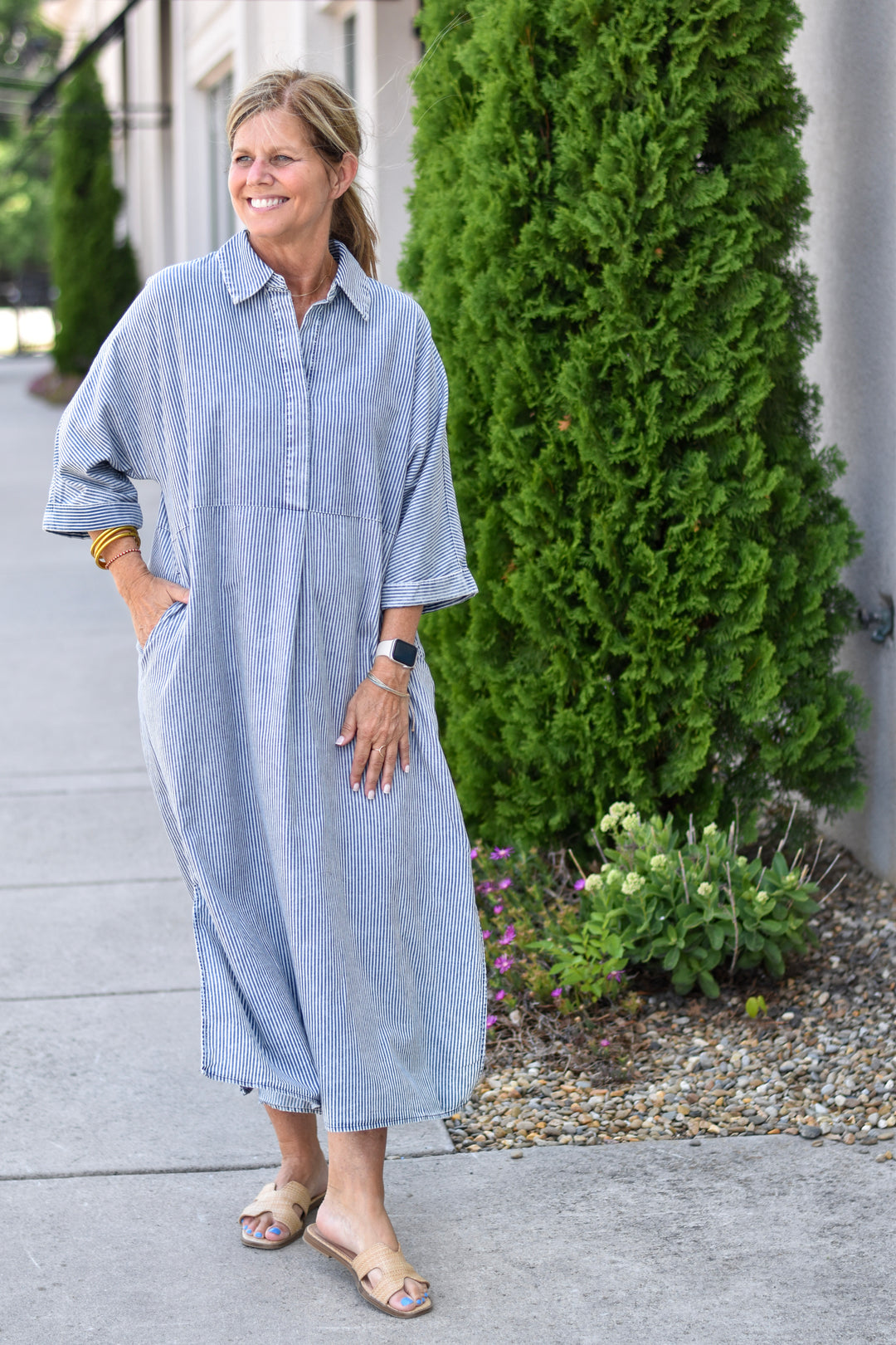 Harbor Stroll Maxi Shirt Dress