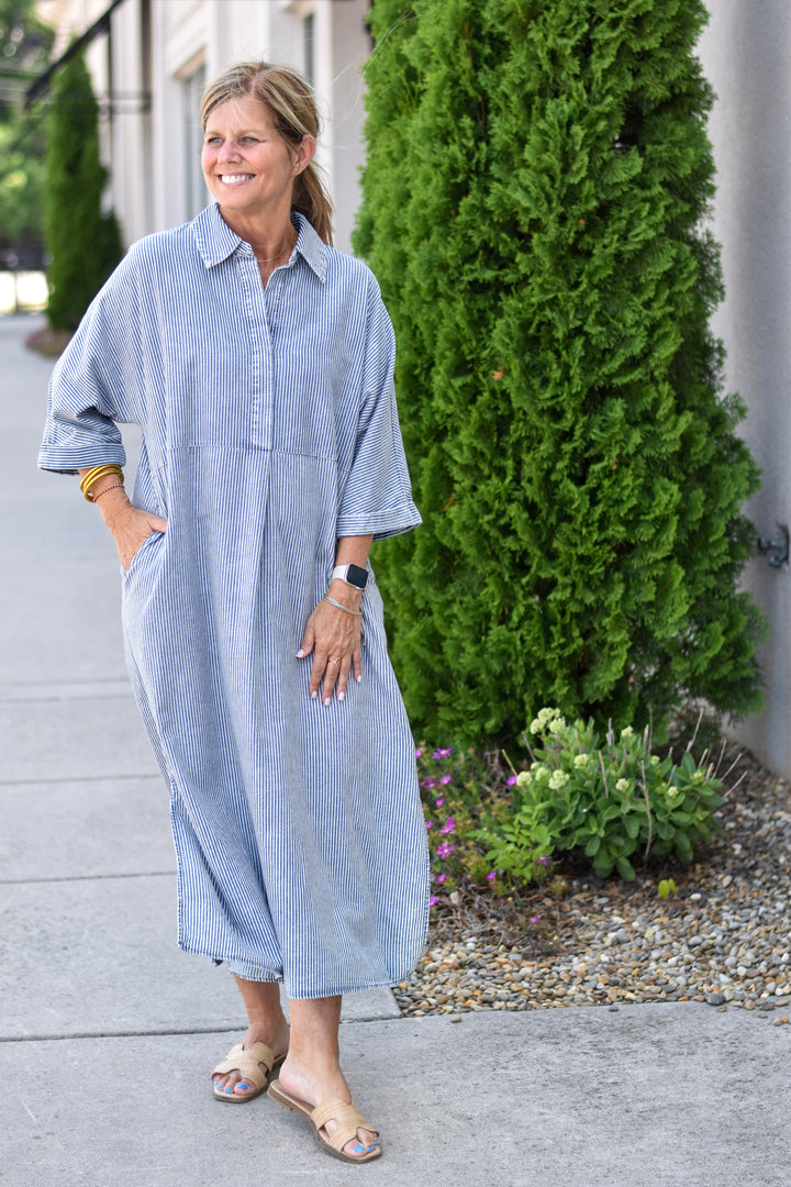 Harbor Stroll Maxi Shirt Dress
