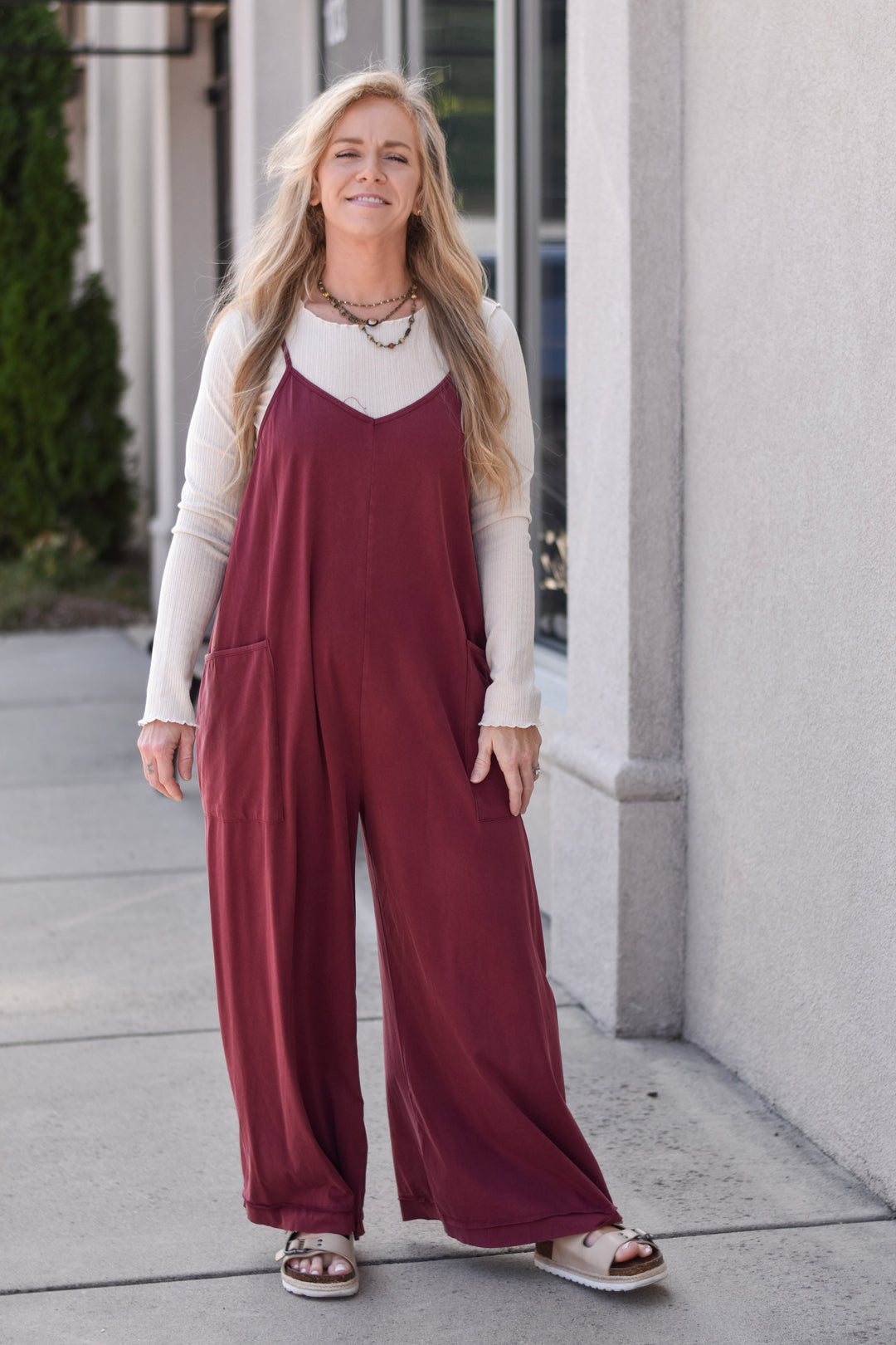 Easel Free Spirt Wide Leg Jumpsuit