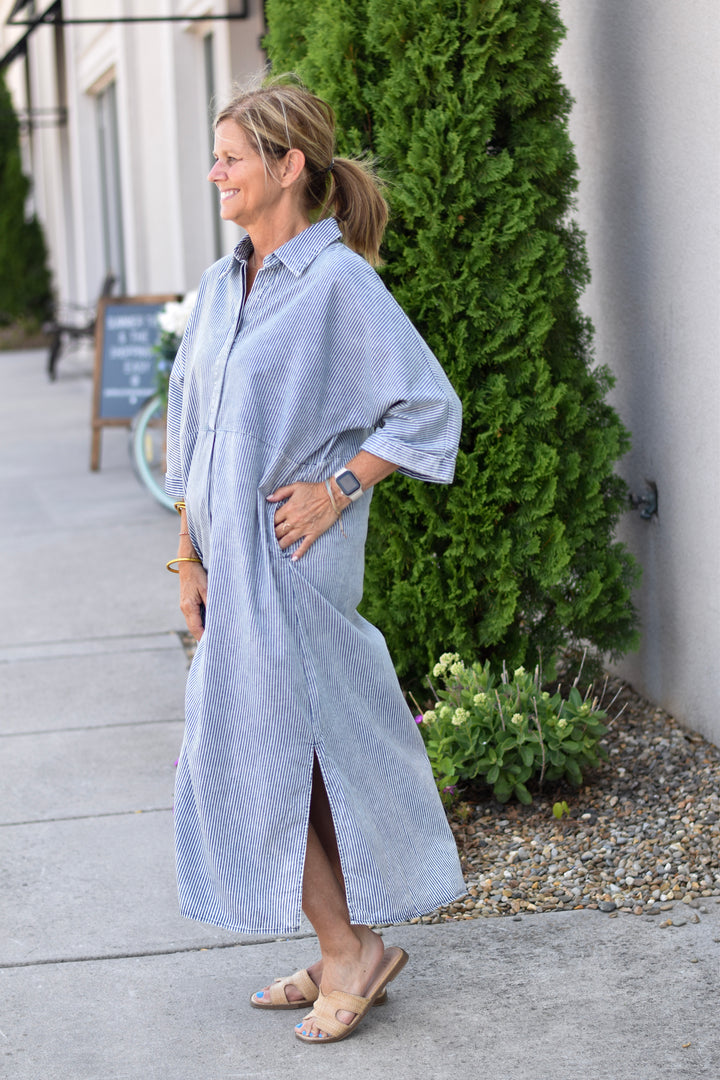 Harbor Stroll Maxi Shirt Dress
