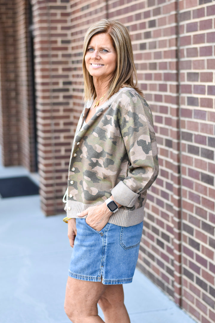 Camo Out Stitches Cardigan