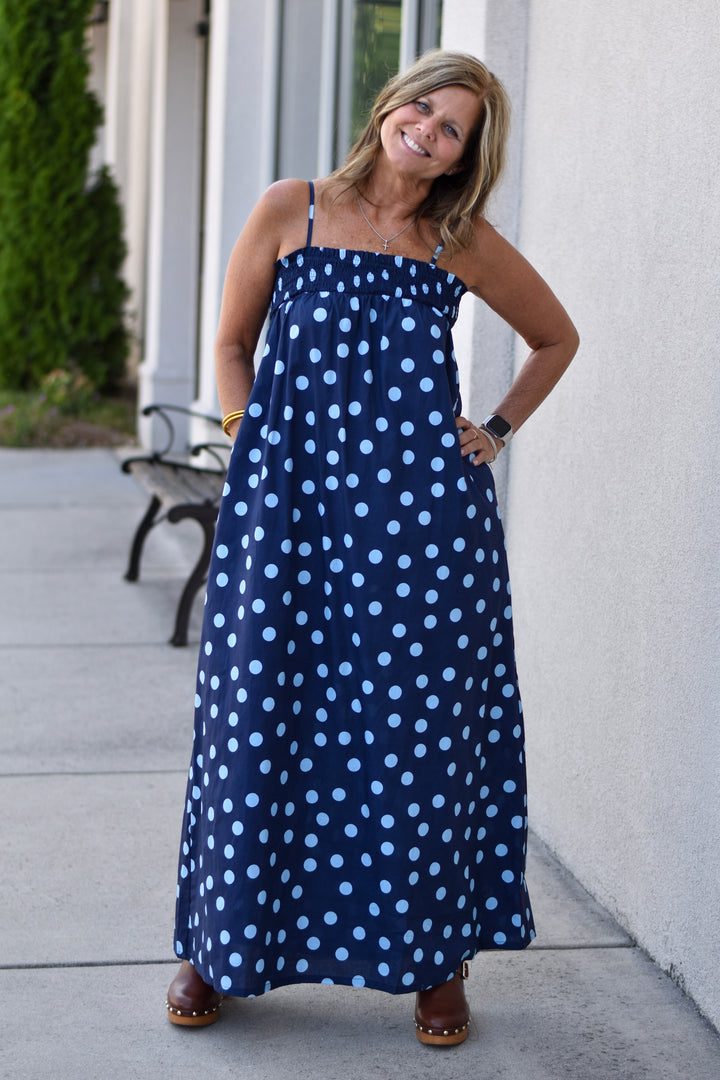 Things Between Midnight Polka Dot Maxi Dress