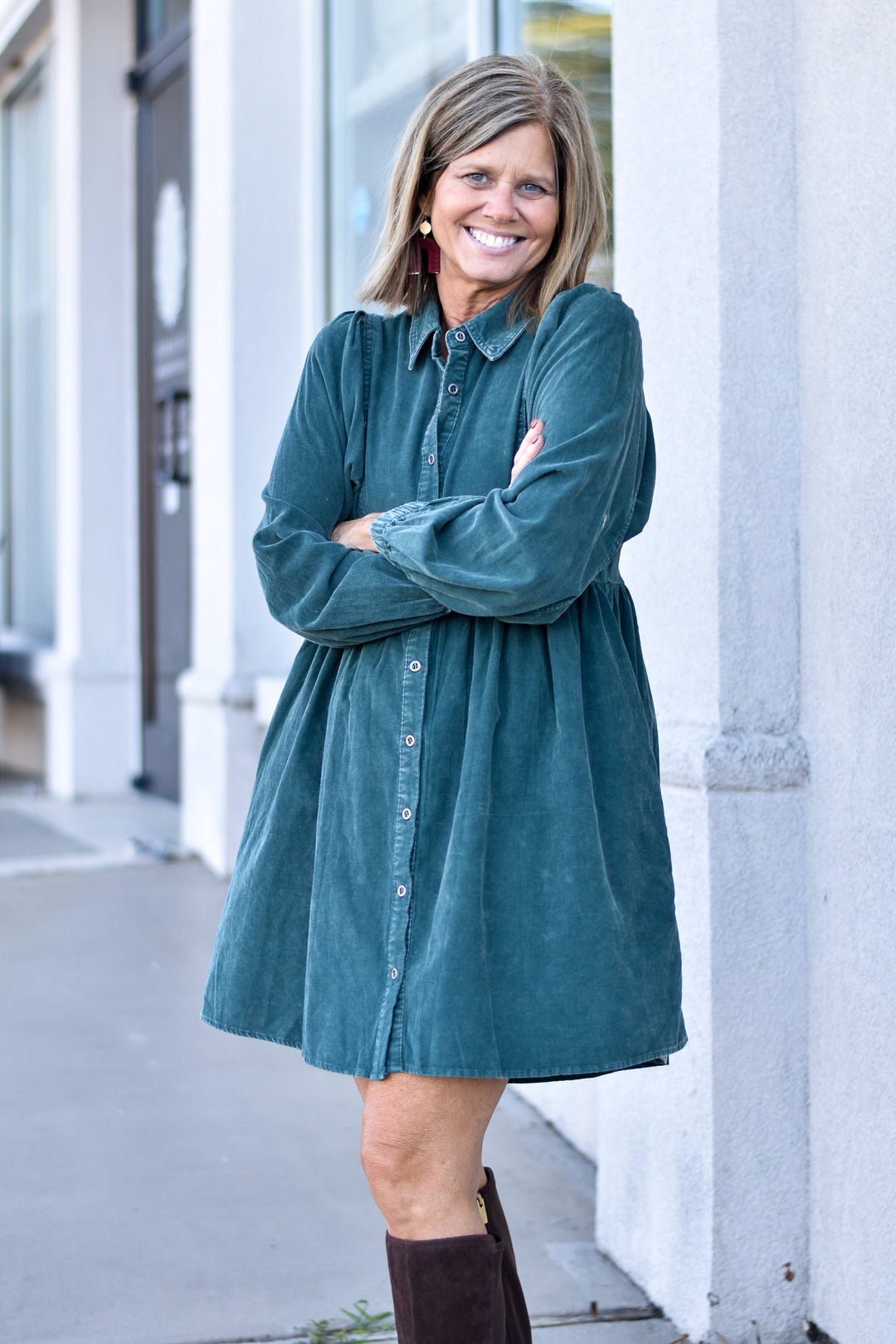 Washing Cotton Button-up Dress